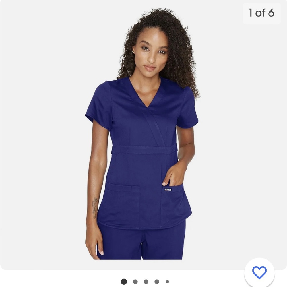 Greys Anatomy Womens Scrubs Mock Wrap Top 4153 Purple Rain